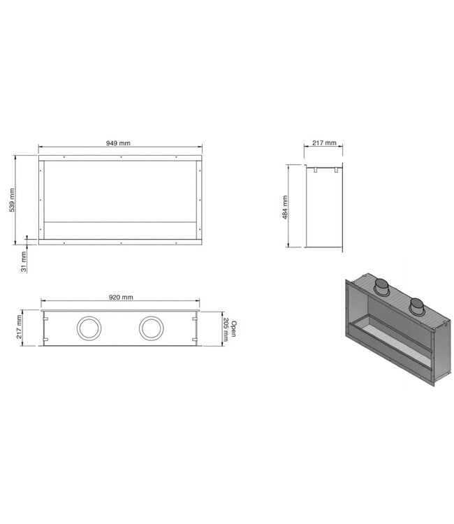 Xaralyn inbouw unit XL bio-ethanol haard