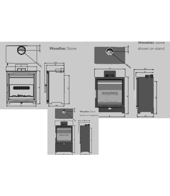 Charlton & Jenrick Fireline Woodtec 5 kW standaard 414 mm met houtvak