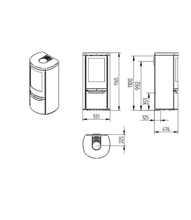 Jydepejsen Jydepejsen Cosmo 1147 Speksteen Zwart – Houtkachel met warmteopslag en hoog rendement