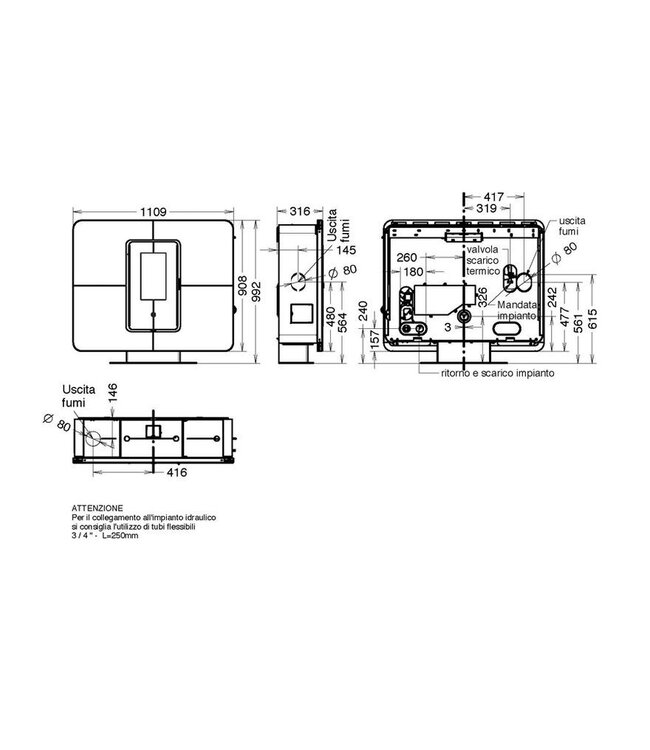 Thermorossi SlimQuadro Idra Maiolica CV-pelletkachel