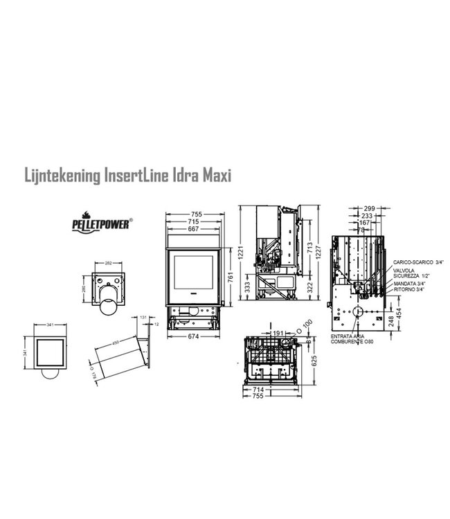 Thermorossi Insert Line Idra Maxi CV-pelletkachel