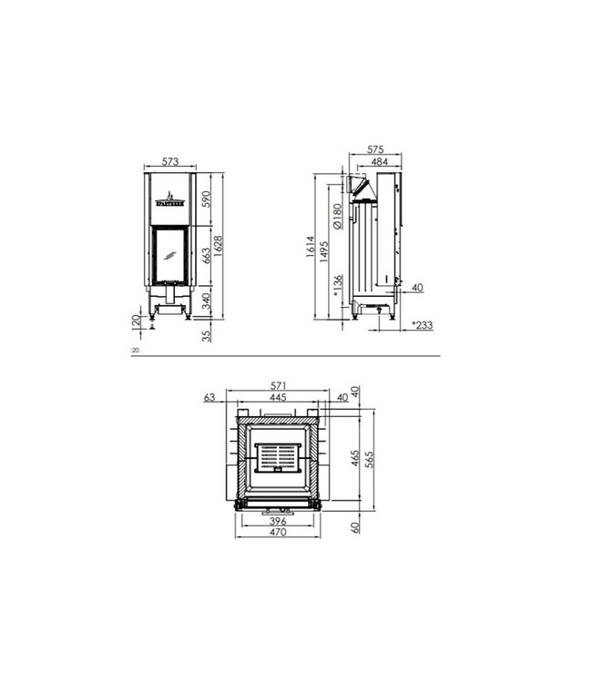 Spartherm Linear Front 39x66 (vaste greep)