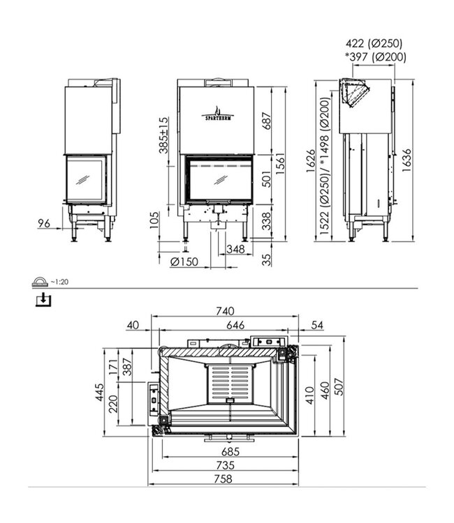 Spartherm Linear Corner 68x40x50 (vaste greep)