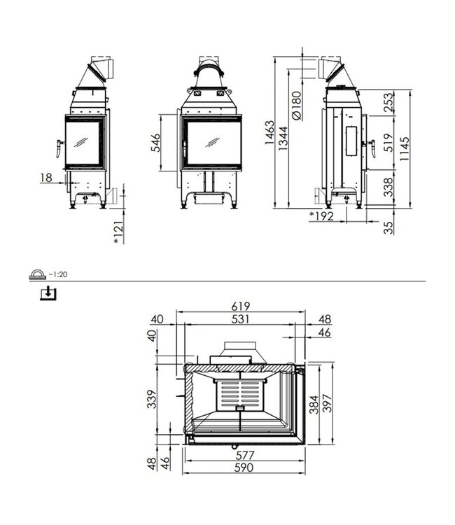 Spartherm Swing Corner 58x39x51