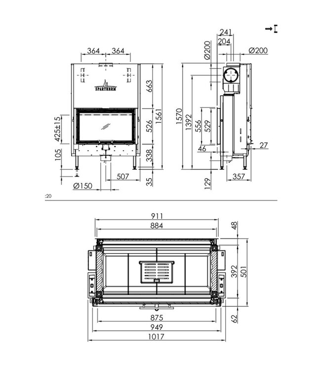 Spartherm Linear Tunnel 87x50 (vaste greep)