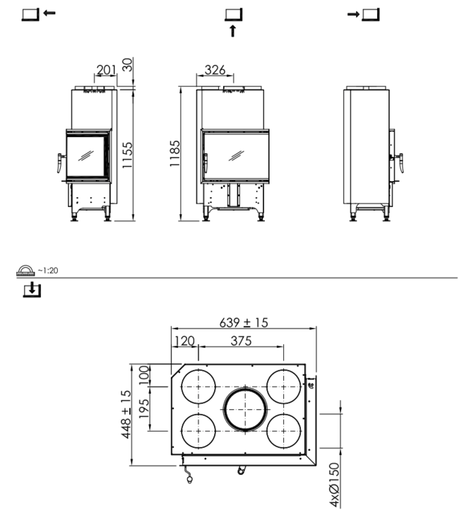 Spartherm Swing Corner 59x39x44