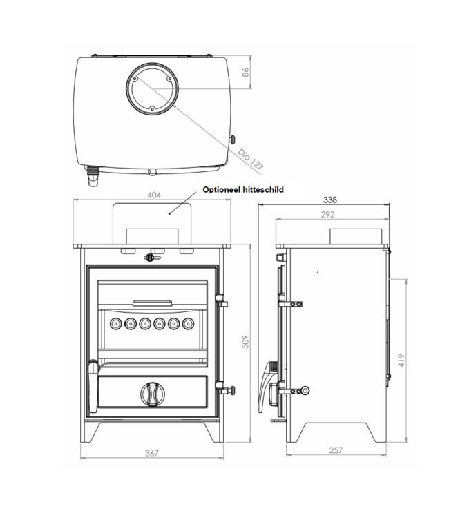 Charlton & Jenrick Fireline FP5W-4 houtkachel breed