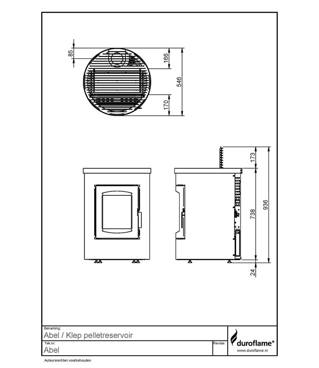 Duroflame Duroflame Abel Remote Control Pelletkachel – Stille, compacte kachel met afstandsbediening en convectiewarmte