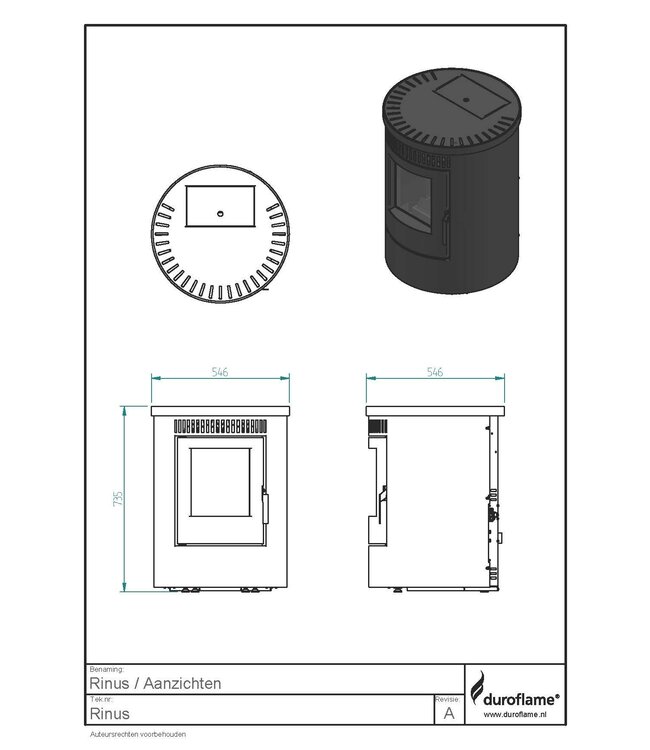 Duroflame Duroflame Rinus Pelletkachel – Slank en stil model met natuurlijke convectiewarmte