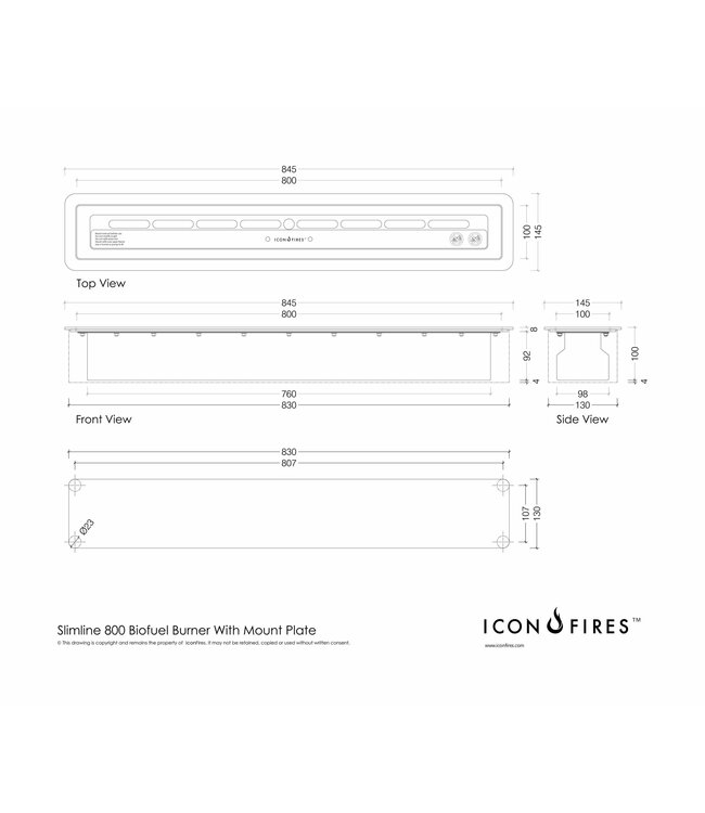 Icon Fires Slimline brander 800mm