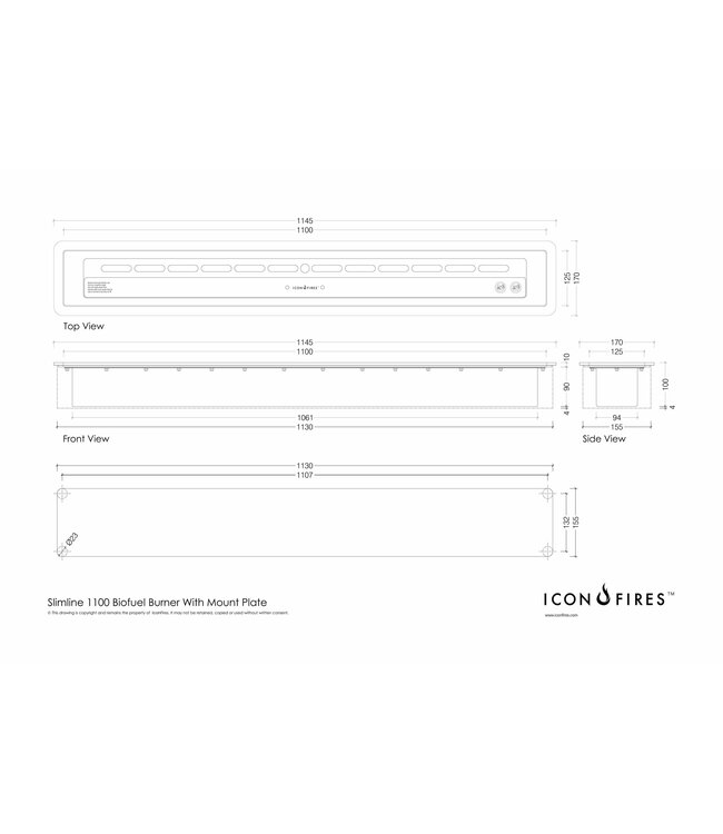 Icon Fires Slimline brander 1100mm