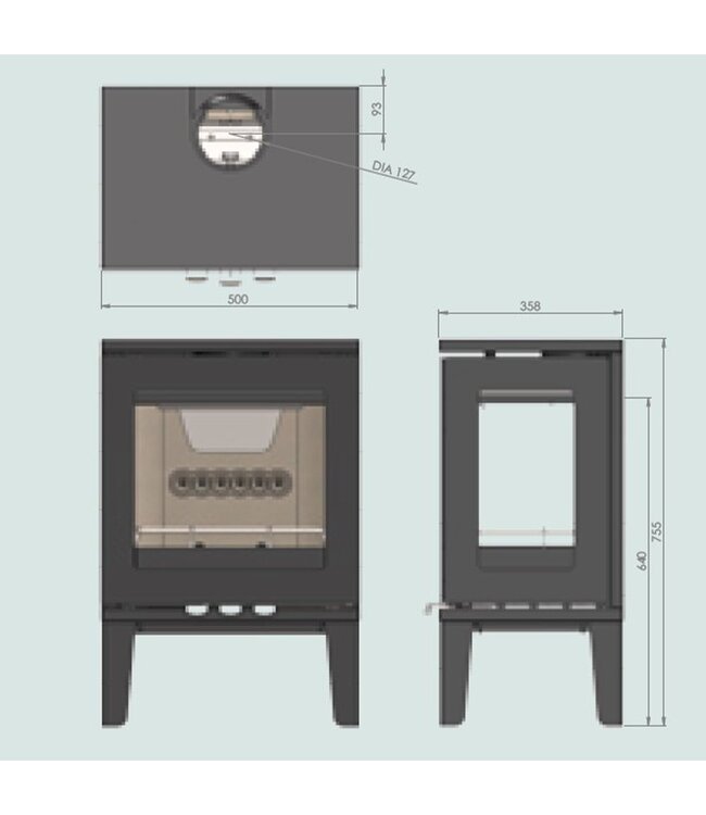 Charlton & Jenrick Purevision LPV5 houtkachel op pootjes