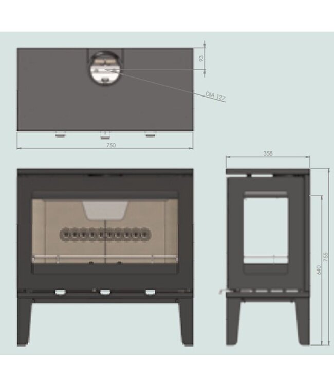 Charlton & Jenrick Purevision LPV8 houtkachel op pootjes