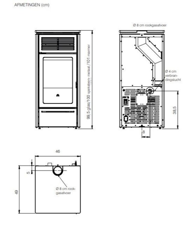 Edilkamin Edilkamin Slide 2.5 UP pelletkachel – 5,1 kW met WiFi en schuifblad