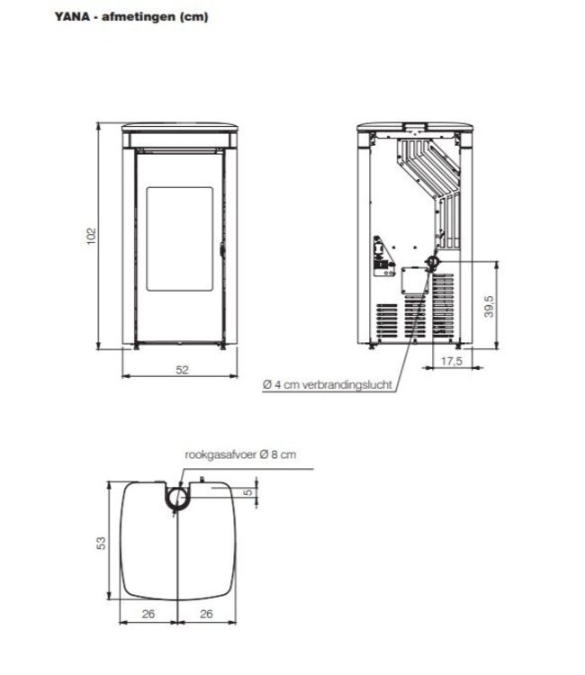 Edilkamin Edilkamin Yana 7 EVO pelletkachel 816600 – 6,9 kW met WiFi en keramiek