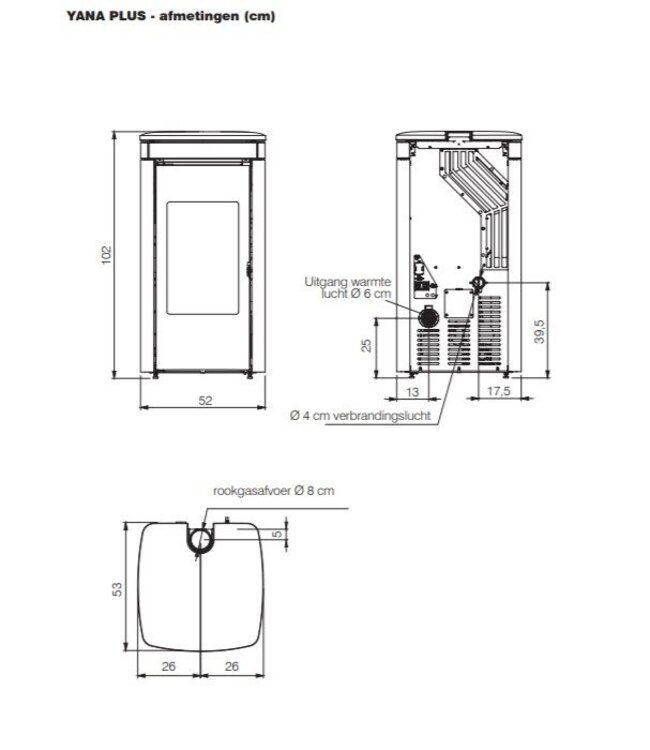 Edilkamin Edilkamin Yana 9+ EVO pelletkachel 815410 – 9,2 kW met WiFi en kanalisatie