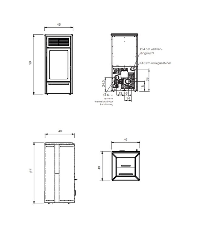 Edilkamin Edilkamin Nara 9+ EVO pelletkachel 815410 – 9,2 kW met WiFi en kanalisatie
