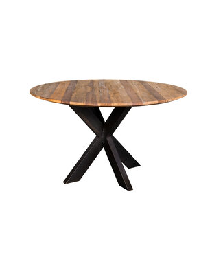 Rispens Eettafel Harlem 130 rond mixed wood met spinkolom