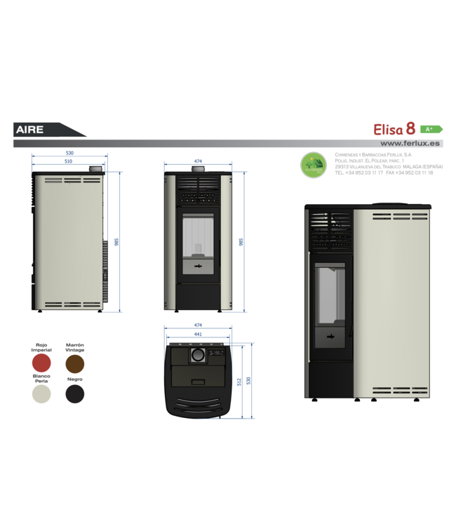 Ferlux Ferlux Pelletkachel Elisa 8 kW – Stille, slimme en krachtige verwarming voor middelgrote ruimtes