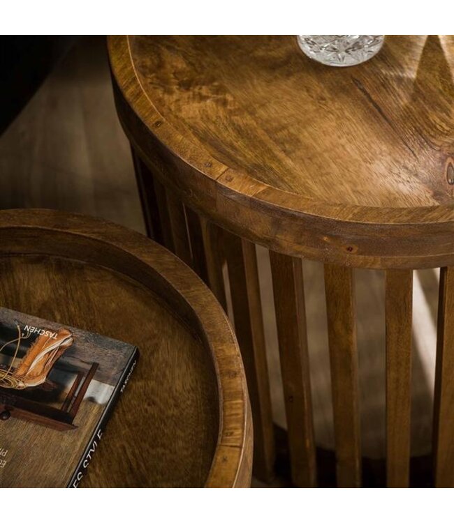 Rispens Bijzettafel set/2  tweak / Massief mango zandkleur