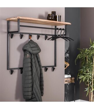 Rispens Edge hoog 12 haken hoedenplank / Massief acacia naturel