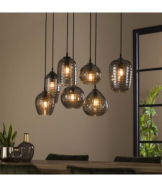 Rispens Hanglamp 4+3 hexagon mix / Smoke grey glas