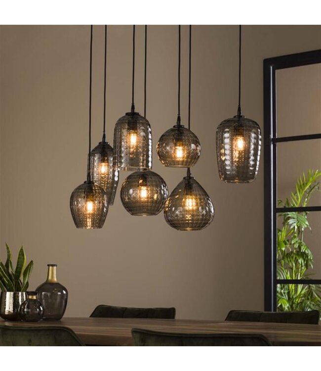 Rispens Hanglamp 4+3 hexagon mix / Smoke grey glas