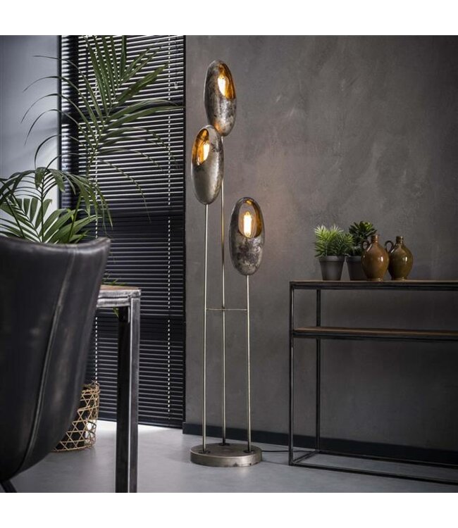 Rispens Vloerlamp 3x open oog getrapt - Oud zilver