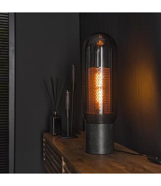 Rispens Tafellamp smoke glas-geperforeerd staal / Artic zwart