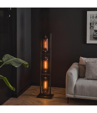 Rispens Vloerlamp 3L tower smoke glas-geperforeerd staal / Artic zwart Zijl