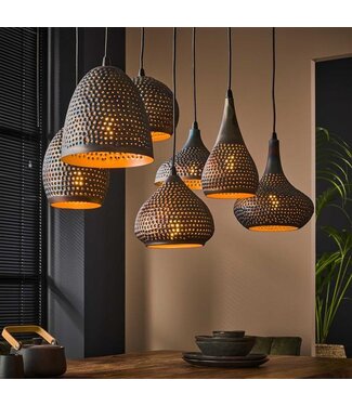 Rispens Hanglamp 4+3 punch mix / Zwart bruin
