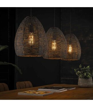 Rispens Hanglamp 3x Ø26 armor ovaal / Zwart bruin