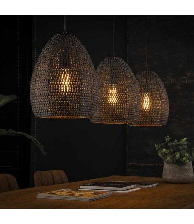 Rispens Hanglamp 3x Ø26 armor ovaal / Zwart bruin