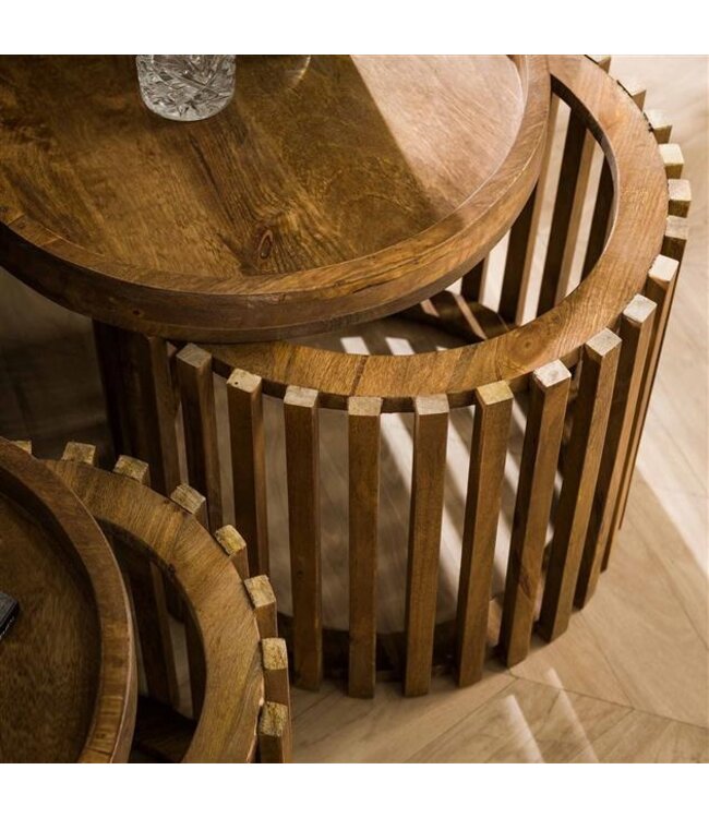 Rispens Bijzettafel set/2  tweak / Massief mango zandkleur