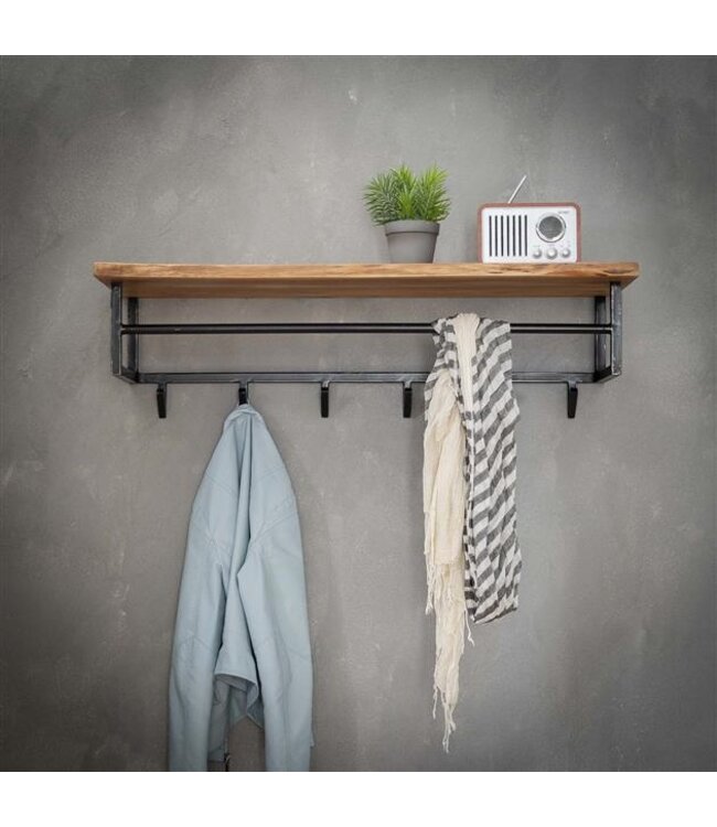 Rispens Edge 6 haken hoedenplank / Massief acacia naturel