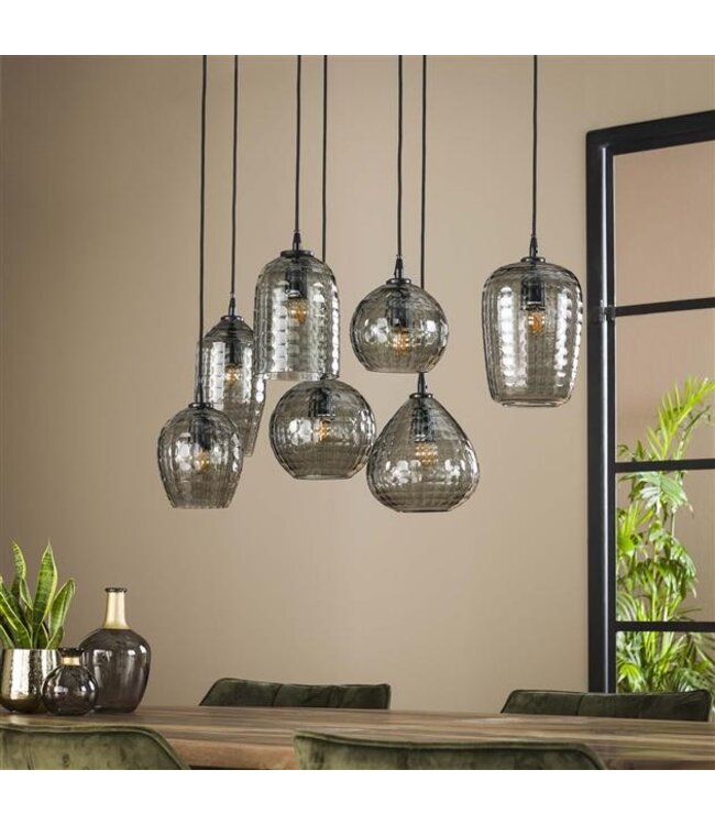 Rispens Hanglamp 4+3 hexagon mix / Smoke grey glas