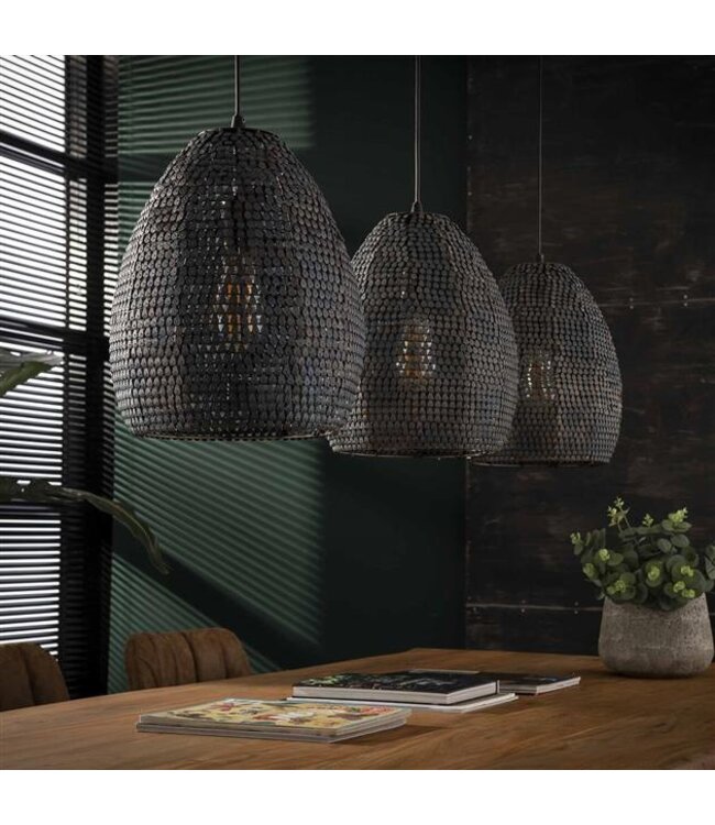 Rispens Hanglamp 3x Ø26 armor ovaal / Zwart bruin