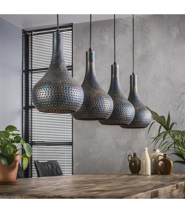 Rispens Hanglamp 4L punch kegel / Zwart bruin Zijl