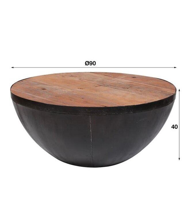 Rispens Salontafel Ø90 Raft / Robuust hardhout