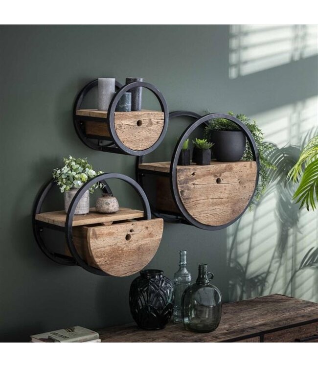 Rispens Wandschap circular Ø30 met lade / Robuust hardhout