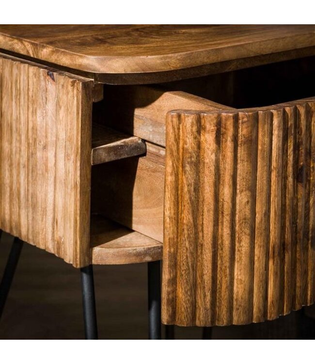 Rispens Nachtkastje 1L wave / Massief mango zandkleur