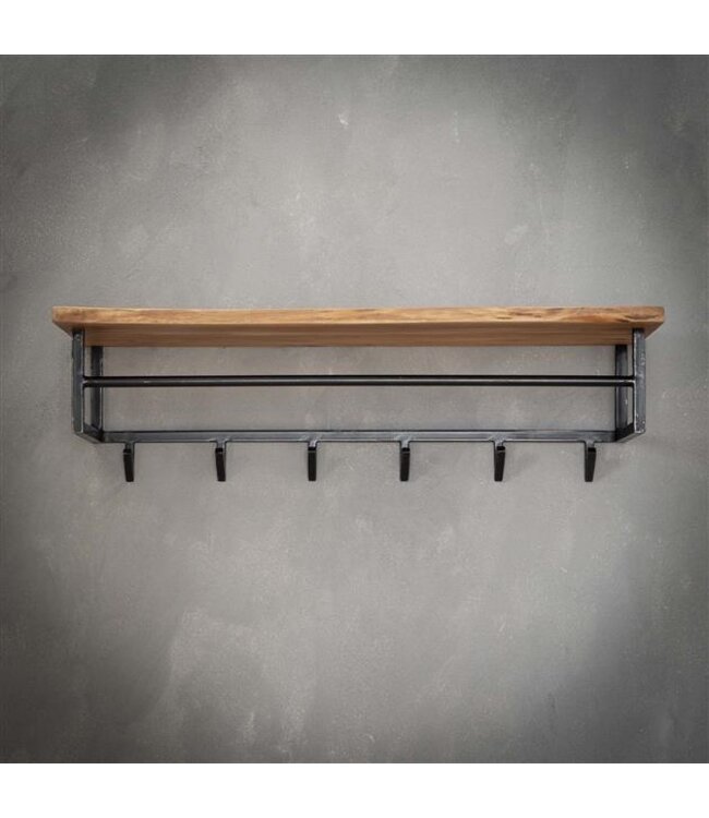 Rispens Edge 6 haken hoedenplank / Massief acacia naturel