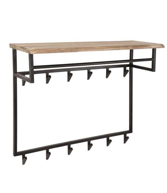 Rispens Edge hoog 12 haken hoedenplank / Massief acacia naturel