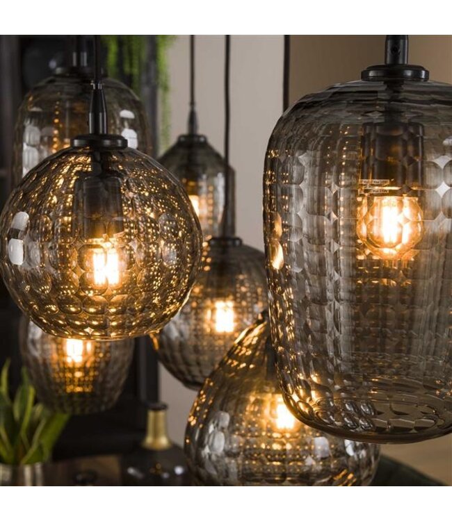 Rispens Hanglamp 4+3 hexagon mix / Smoke grey glas