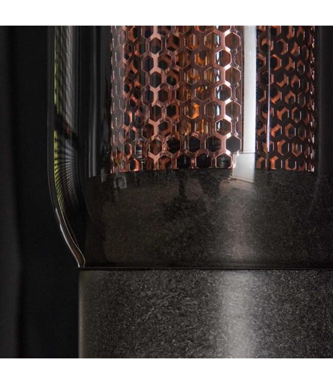 Rispens Tafellamp smoke glas-geperforeerd staal / Artic zwart