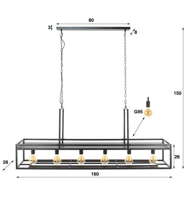 Rispens Hanglamp 6L decorate / Charcoal