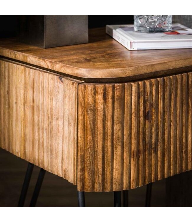 Rispens Nachtkastje 1L wave / Massief mango zandkleur