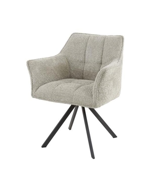 Rispens Armstoel raster draaibaar, Boucle zandkleur