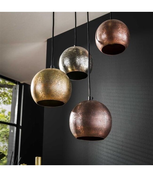 Rispens Hanglamp 6x bol getrapt metal print