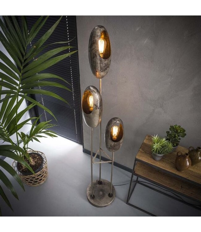 Rispens Vloerlamp 3x open oog getrapt - Oud zilver